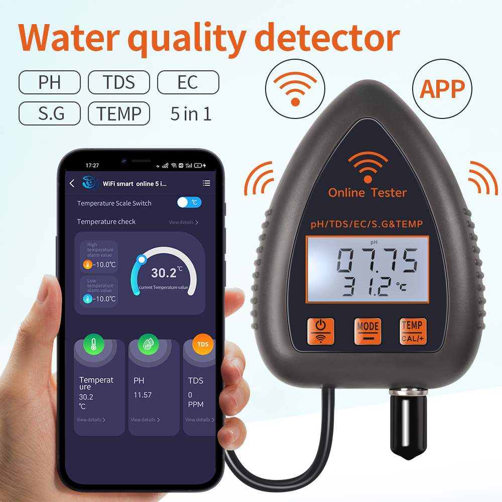 Tuya WiFi 5'i 1 arada TDS/EC/T - Ph Meter Digital Water Tester incelemesi ve fiyatı